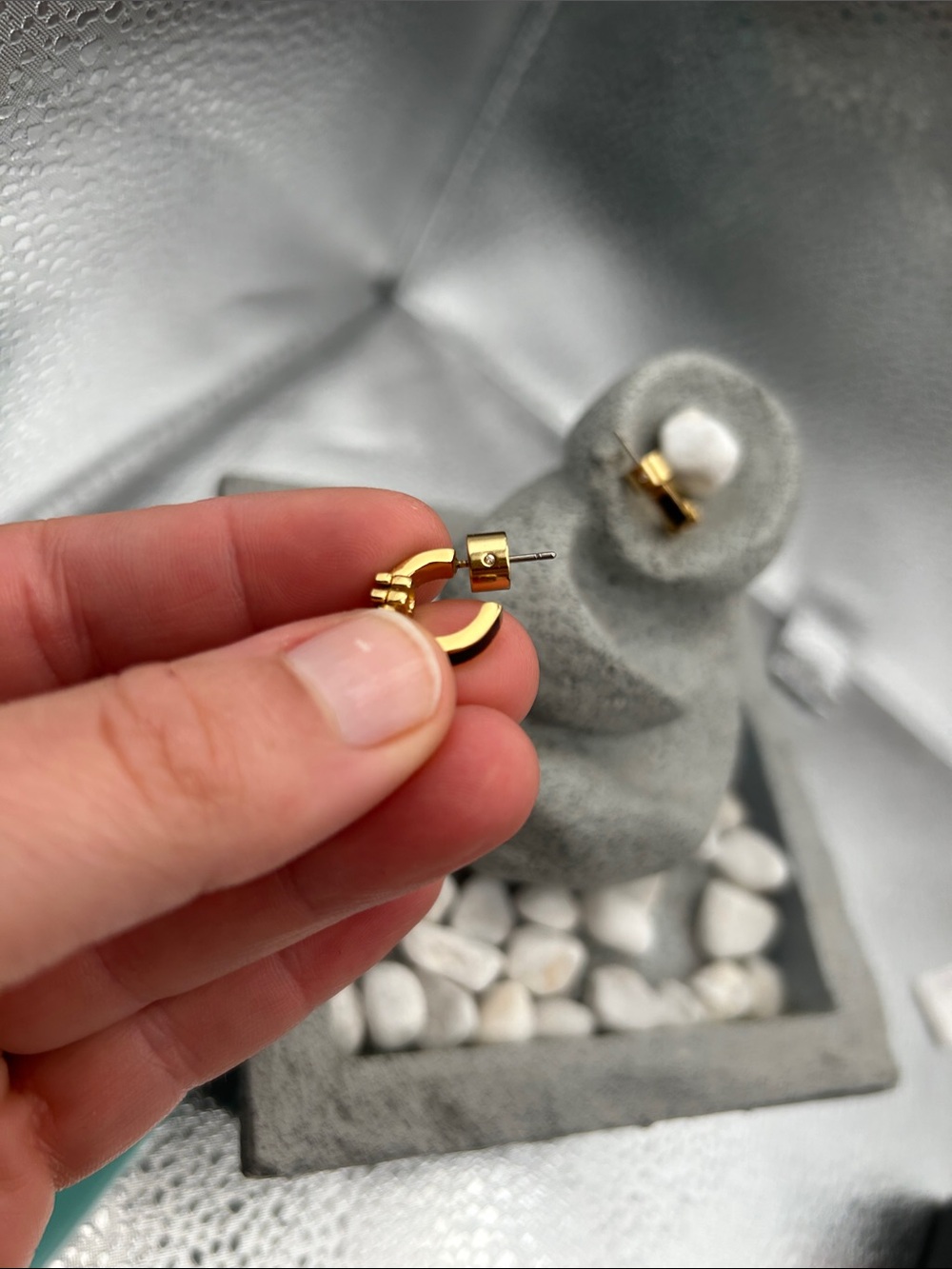Coach Signature C Enamel Huggie Hoop Earrings - Picture 4 of 7
